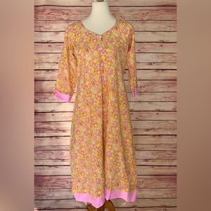 Handmade Floral Cuff Sleeve Mumu Maxi Dress